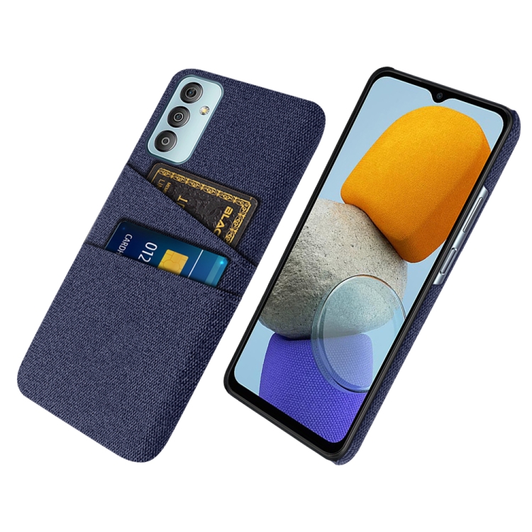 

For Samsung Galaxy M23 5G Cloth Texture PC + Nylon Phone Case with Dual Card Slots(Blue)