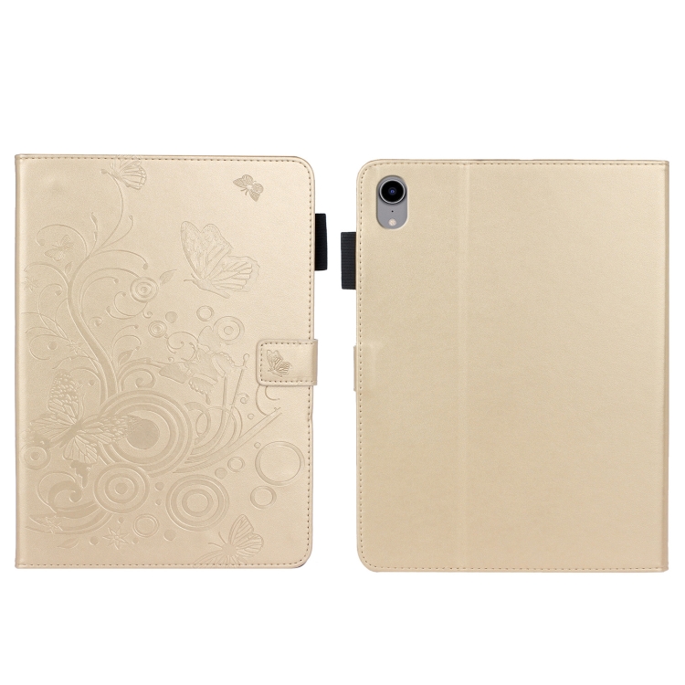 

Embossed Butterfly Pattern Smart Leather Tablet Case For iPad mini 6(Gold)