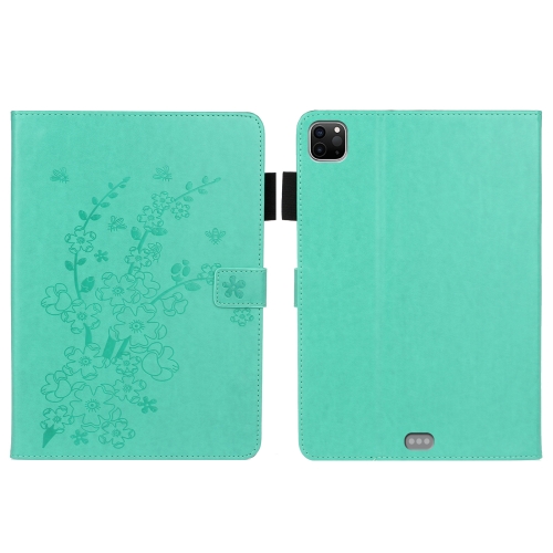 

Embossed Plum Bossom Pattern Smart Leather Tablet Case For iPad Pro 11 inch 2020 / 2018(Green)