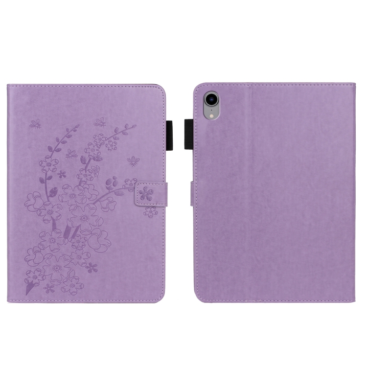 

Embossed Plum Bossom Pattern Smart Leather Tablet Case For iPad mini 6(Purple)