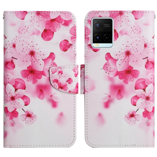 

For vivo Y21 / Y21S / Y33S Painted Pattern Flip Leather Phone Case(Red Flower)