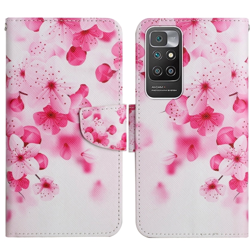 

For Xiaomi Redmi 10 Painted Pattern Flip Leather Phone Case(Red Flower)