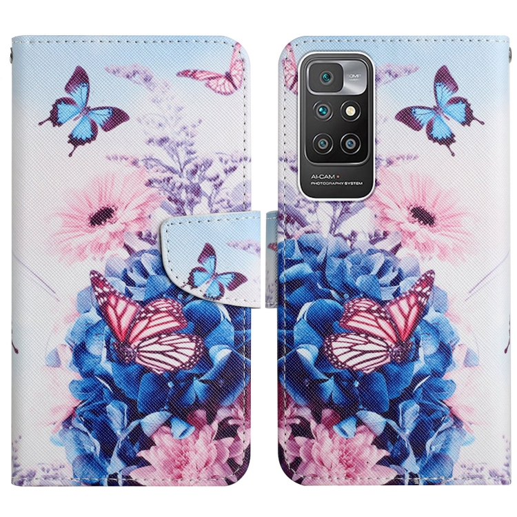

For Xiaomi Redmi 10 Painted Pattern Flip Leather Phone Case(Purple Butterfly)