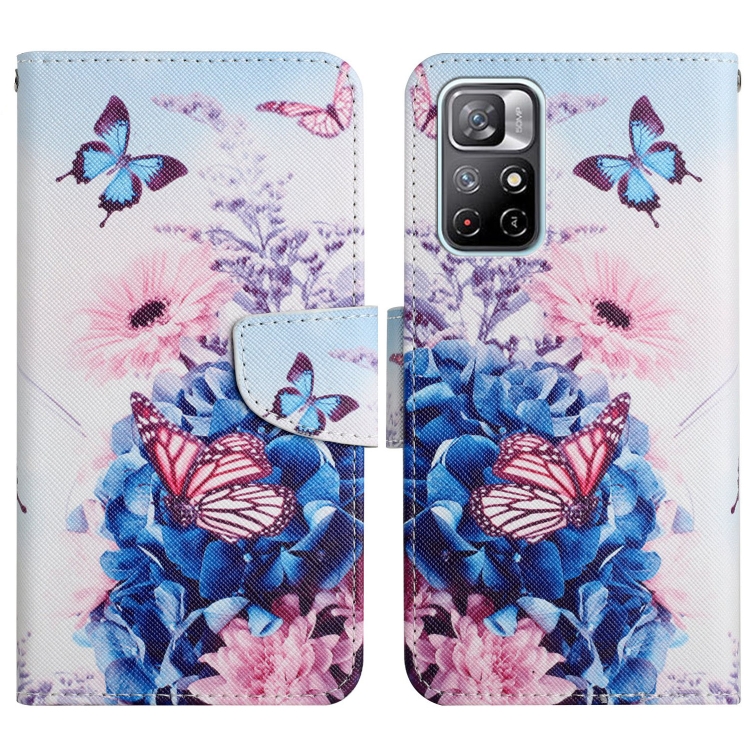 

For Xiaomi Redmi Note 11 5G China Painted Pattern Flip Leather Phone Case(Purple Butterfly)