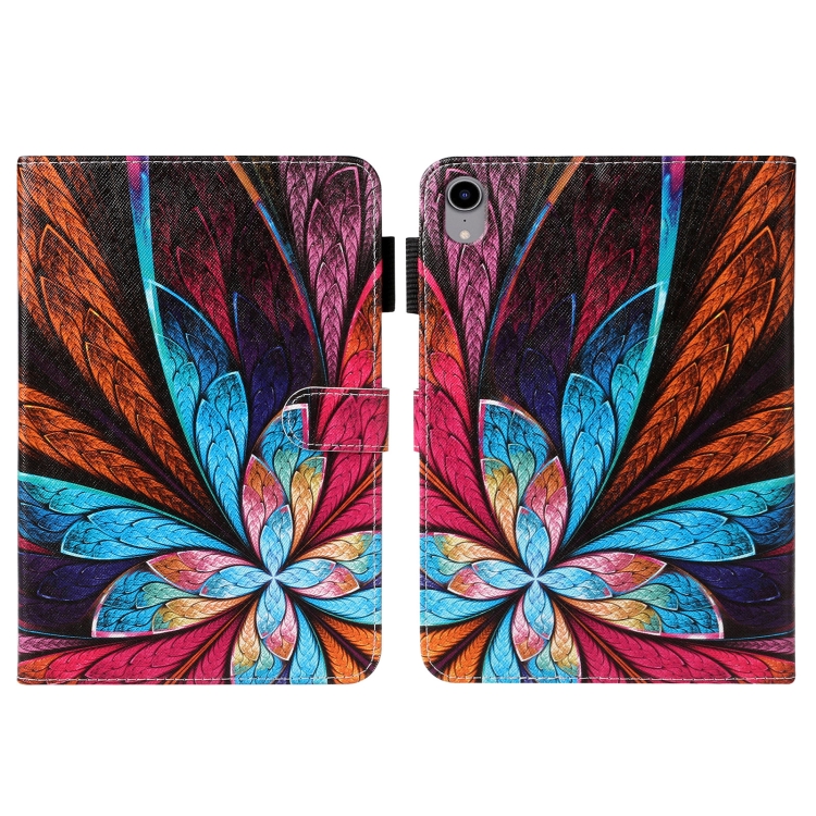 

Cross Texture Painted Smart Leather Tablet Case For iPad mini 6(Colorful Flower)