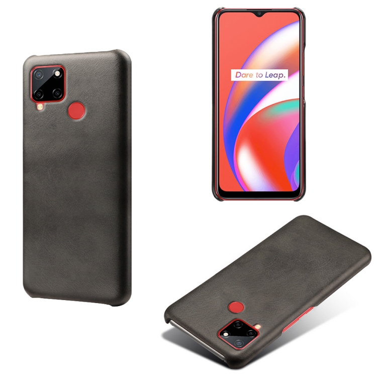 

For OPPO Realme C12 Calf Texture PC + PU Phone Case(Black)