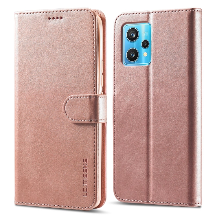 

For OPPO Realme 9 4G/ Realme 9 Pro+ LC.IMEEKE Calf Texture Leather Phone Case(Rose Gold)