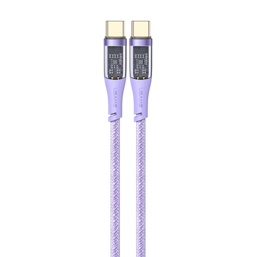 

USAMS US-SJ574 Type-C / USB-C to Type-C / USB-C PD 100W Aluminum Alloy Transparent Charging Cata Cable, Length: 1.2m(Purple)