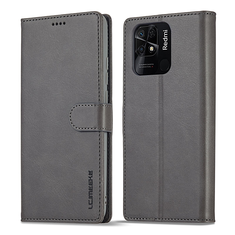 

For Xiaomi Redmi 10C LC.IMEEKE Calf Texture Leather Phone Case(Grey)