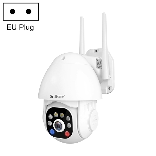 SriHome SH039B 3MP Sound and Light Alarm IP66 Waterproof Dome Camera, EU Plug