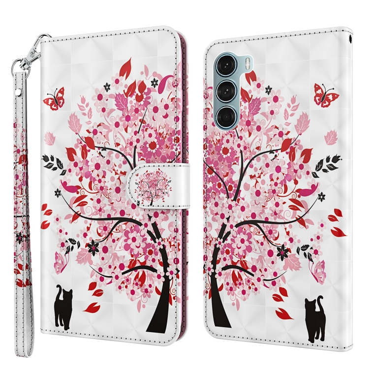 

For Motorola Moto G200 5G / Edge S30 3D Painting Pattern Flip Leather Phone Case(Cat and Tree)