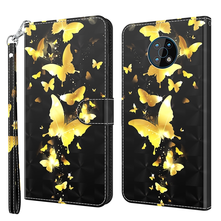 

For Nokia G50 3D Painting Pattern Flip Leather Phone Case(Gold Butterfly)