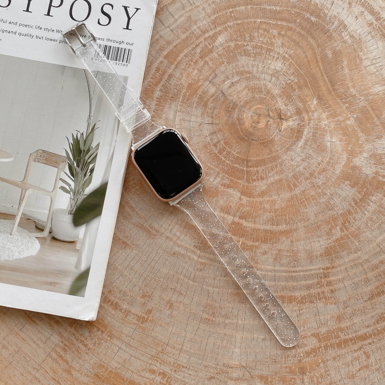 

Split Small Waist Flashing Transparent Series Watch Band For Apple Watch Series 7 41mm / 6&SE&5&4 40mm / 3&2&1 38mm(Silver)