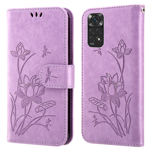 

For Xiaomi Redmi Note 11 Pro 4G / 5G Lotus Embossed Flip Leather Phone Case(Purple)