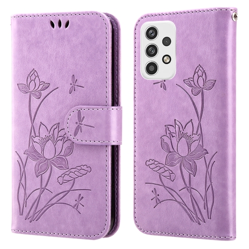 

For Samsung Galaxy A53 5G Lotus Embossed Flip Leather Phone Case(Purple)