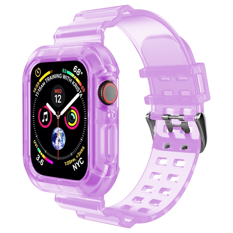

Transparent Watch Band For Apple Watch Series 8&7 45mm / SE 2&6&SE&5&4 44mm / 3&2&1 42mm(Transparent Purple)