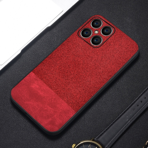 

For Honor X8 Shockproof Splicing PU + Cloth Phone Case(Red)