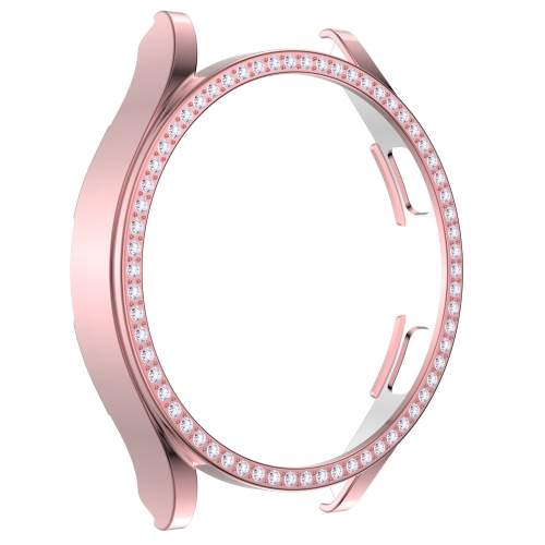 

For Samsung Galaxy Watch4 44mm Single Row Diamond Hollowed PC Watch Case(Pink)