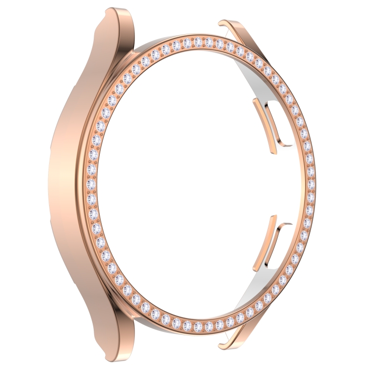 

For Samsung Galaxy Watch4 44mm Single Row Diamond Hollowed PC Watch Case(Rose Gold)