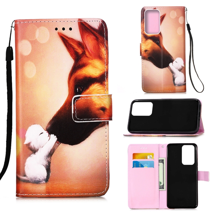 

For Samsung Galaxy A13 4G Colored Drawing Pattern Plain Weave Leather Phone Case(Hound Kiss)