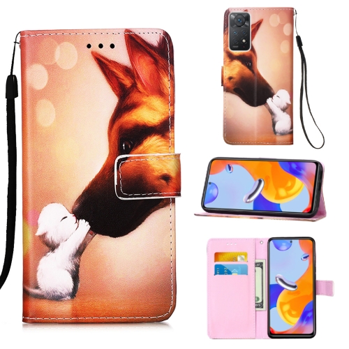 

For Xiaomi Redmi Note 11 Pro 5G / 4G Foreign Colored Drawing Pattern Plain Weave Leather Phone Case(Hound Kiss)
