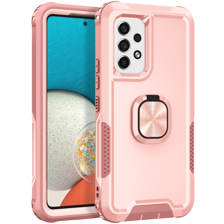 

For Samsung Galaxy A53 3 in 1 Ring Holder PC + TPU Phone Case(Rose Gold)