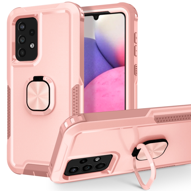 

For Samsung Galaxy A33 5G 3 in 1 Ring Holder PC + TPU Phone Case(Rose Gold)