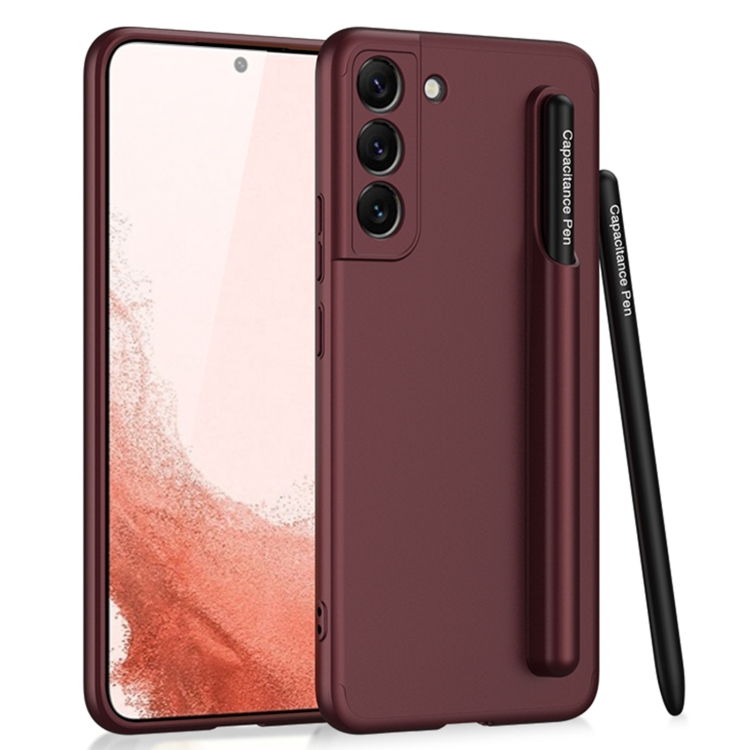 

For Samsung Galaxy S22 5G GKK Three Stage Splicing Full Coverage PC Phone Case with Capacitive Pen(Crimson Red)