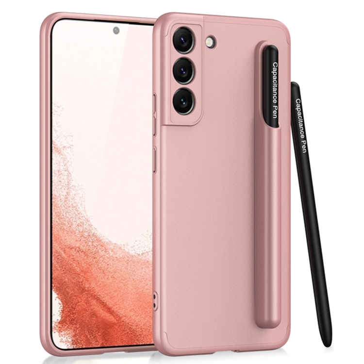 

For Samsung Galaxy S22+ 5G GKK Three Stage Splicing Full Coverage PC Phone Case with Capacitive Pen(Pink)