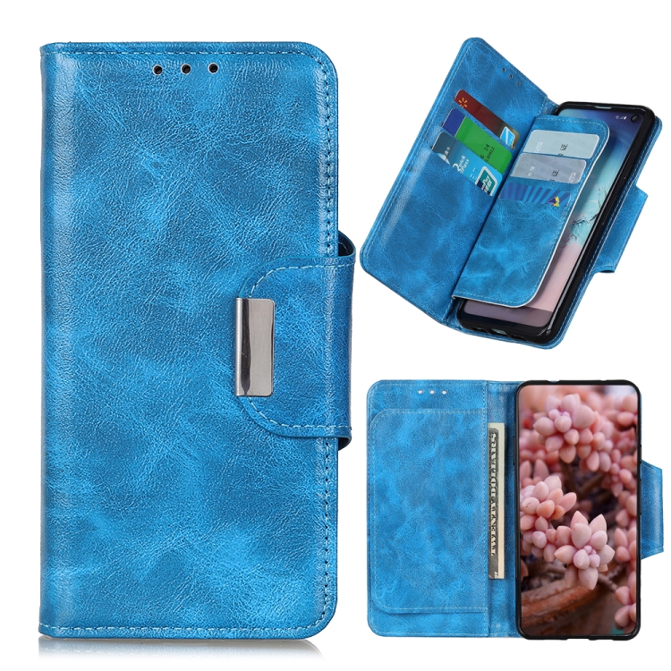 

For Samsung Galaxy M53 5G Crazy Horse Texture Magnetic Buckle Leather Phone Case(Blue)