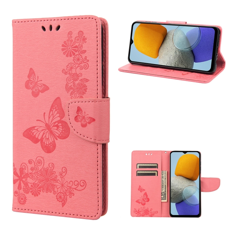 

For Samsung Galaxy M23 5G Butterfly Embossed Leather Phone Case(Pink)