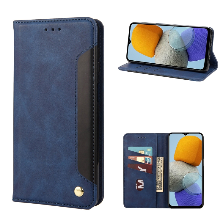 

For Samsung Galaxy M23 5G Skin Feel Splicing Leather Phone Case(Blue)