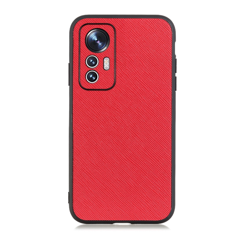 

For Xiaomi Mi 12 Lite Fine Hole Cross Texture Genuine Leather Phone Case(Red)