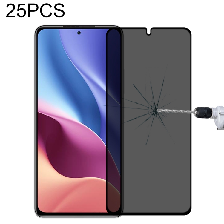 

25 PCS Full Cover Anti-peeping Tempered Glass Film For Xiaomi Redmi K40 / K40S