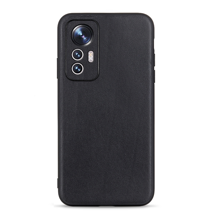 

For Xiaomi Mi 12 Lite Fine Hole Sheep Texture Genuine Leather Shockproof Phone Case(Black)