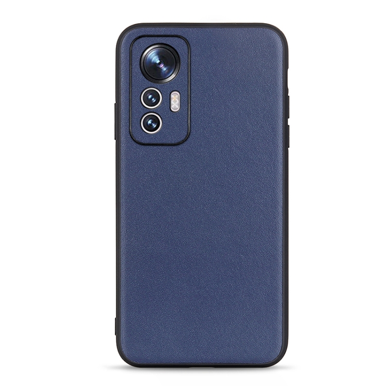 

For Xiaomi Mi 12 Lite Fine Hole Sheep Texture Genuine Leather Shockproof Phone Case(Blue)
