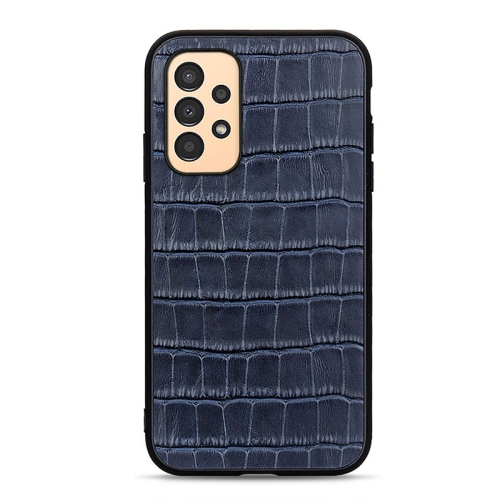 

For Samsung Galaxy A13 4G Crocodile Texture Genuine Leather Phone Case(Blue)