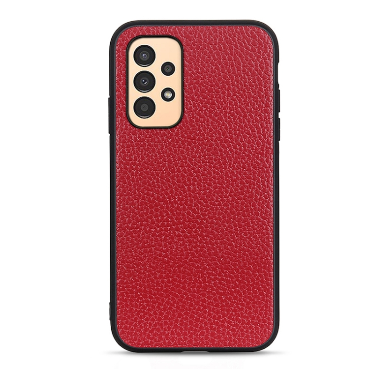 

For Samsung Galaxy A13 4G Litchi Texture Genuine Leather Phone Case(Red)