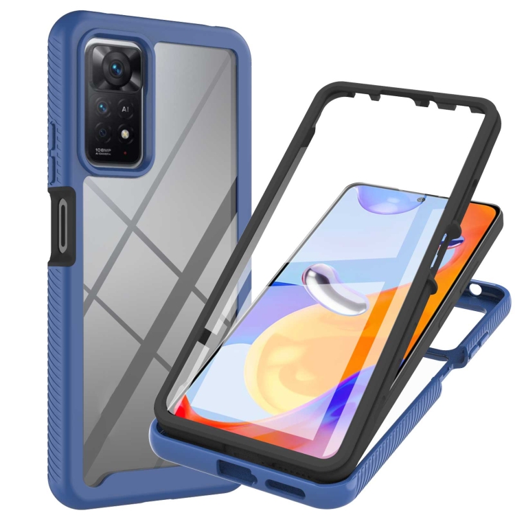

For Xiaomi Redmi Note 11 Pro 5G / 4G Foreign Starry Sky Solid Color Series PC + TPU Phone Case with PET Film(Blue)