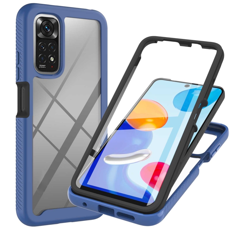 

For Xiaomi Redmi Note 11S / Note 11 4G Foreign Starry Sky Solid Color Series PC + TPU Phone Case with PET Film(Blue)