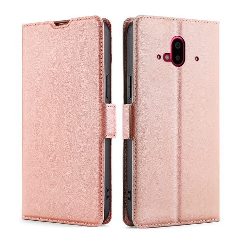 

For Fujitsu Arrows F-52B Ultra-thin Voltage Side Buckle PU + TPU Leather Phone Case(Rose Gold)