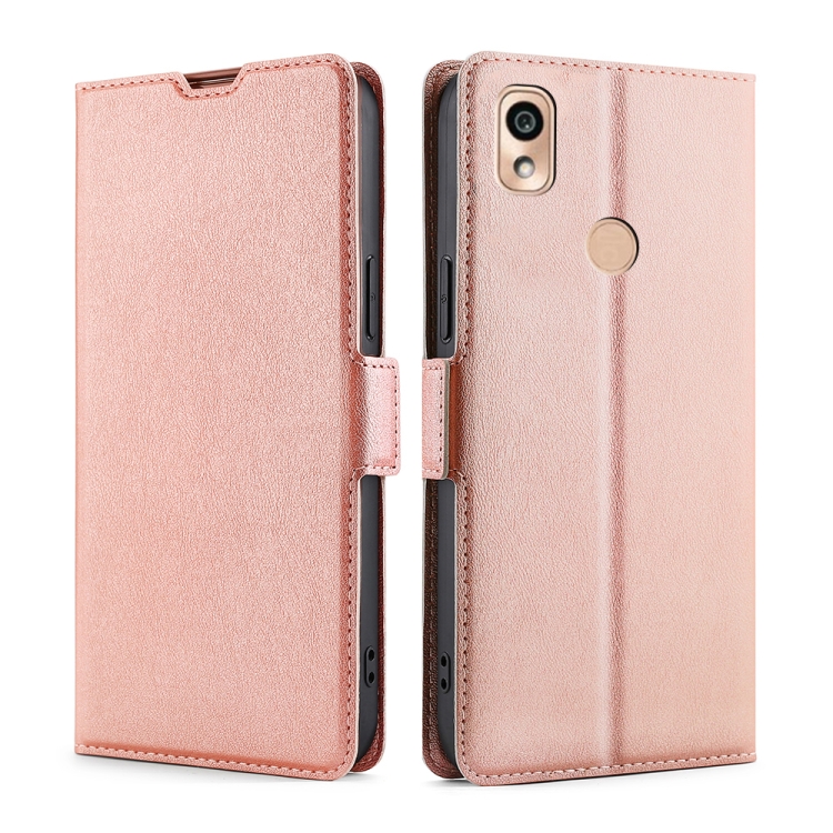 

For Kyocera KY-51B Ultra-thin Voltage Side Buckle PU + TPU Leather Phone Case(Rose Gold)