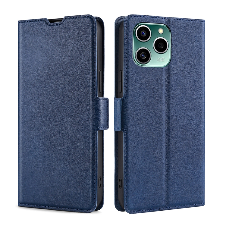 

For Honor 60 SE Ultra-thin Voltage Side Buckle Flip Leather Case(Blue)