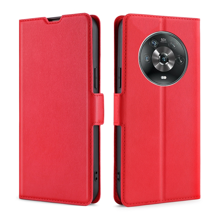 

For Honor Magic4 Ultra-thin Voltage Side Buckle Flip Leather Case(Red)
