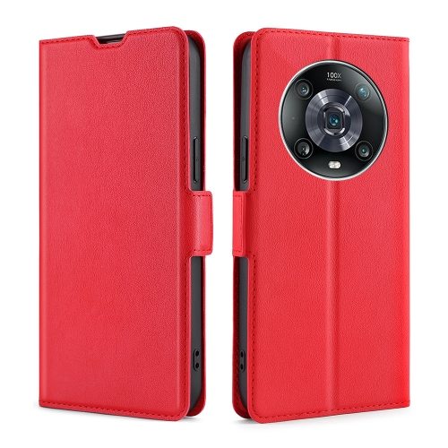

For Honor Magic4 Pro Ultra-thin Voltage Side Buckle Flip Leather Case(Red)