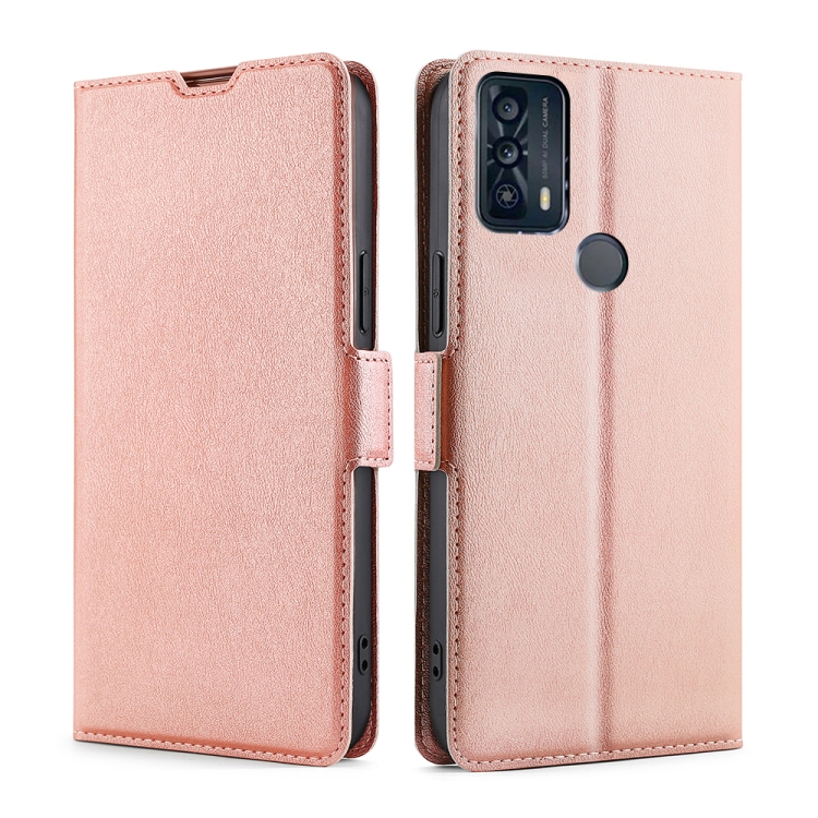 

For TCL 20B 6159K Ultra-thin Voltage Side Buckle PU + TPU Leather Phone Case(Rose Gold)