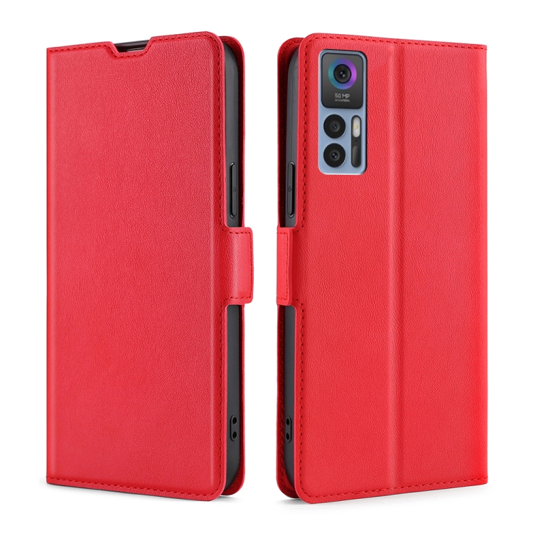 

For TCL 30 5G / 30+ 5G Ultra-thin Voltage Side Buckle PU + TPU Leather Phone Case(Red)