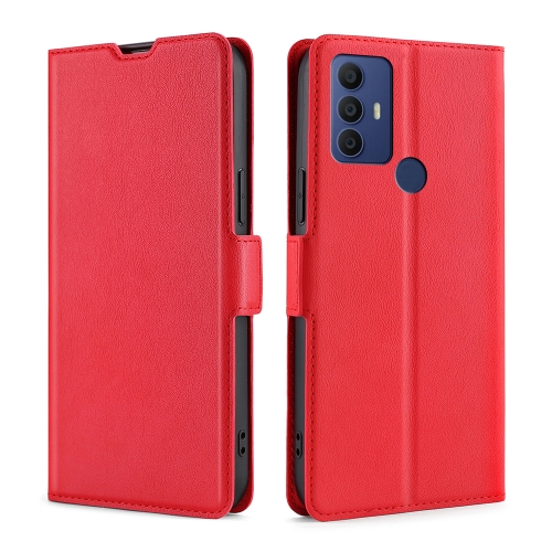 

For TCL 305 / 30 SE / 306 & Sharp Aquos V6 / V6 Plus Ultra-thin Voltage Side Buckle PU + TPU Leather Phone Case(Red)