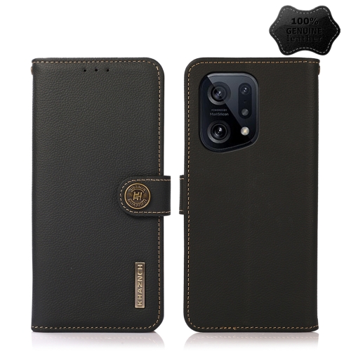 

For OPPO Find X5 KHAZNEH Custer Genuine Leather RFID Phone Case(Black)