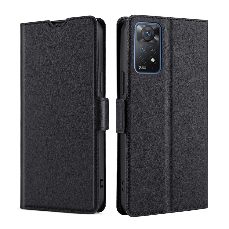 

For Xiaomi Redmi Note 11 Pro 4G / 5G Ultra-thin Voltage Side Buckle Flip Leather Case(Black)